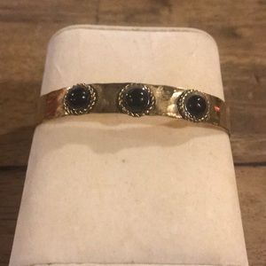 Gold and Black Hammered Bangle Bracelet